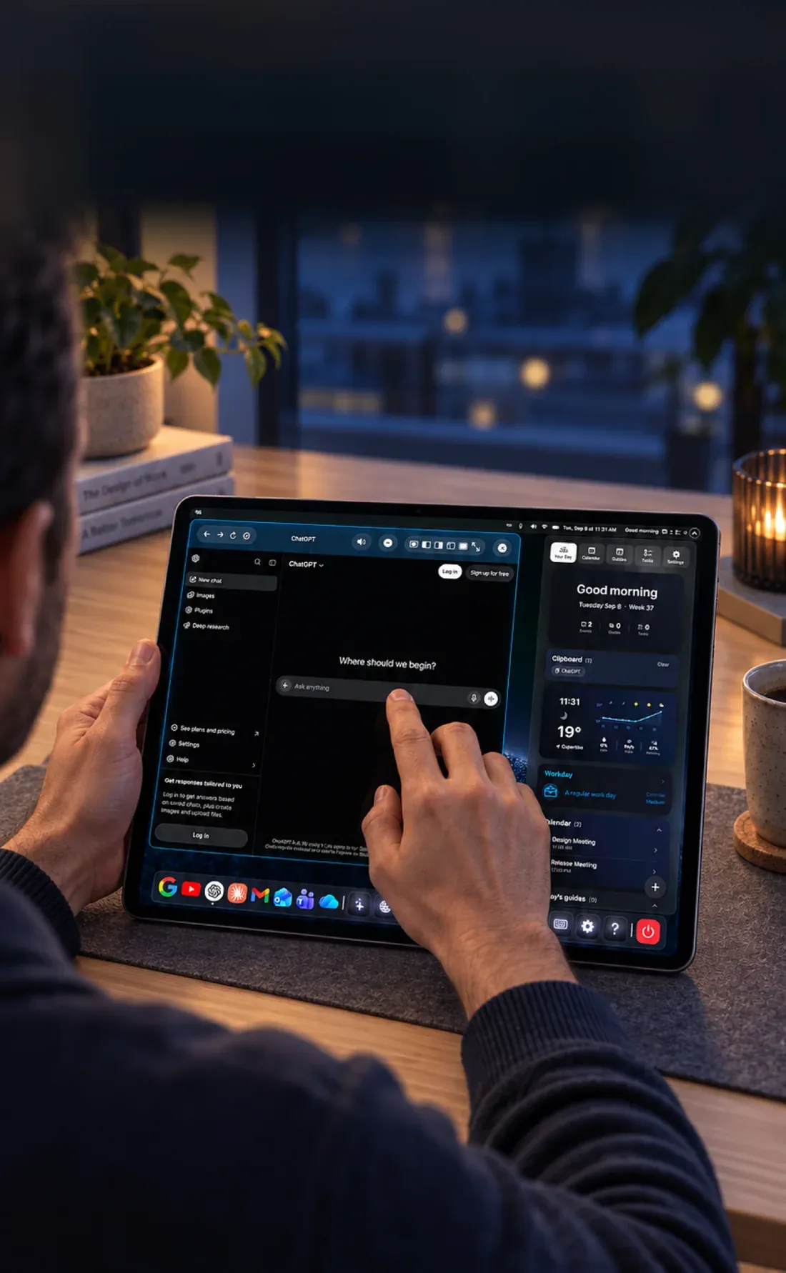 The PXS desktop running directly on an iPad.